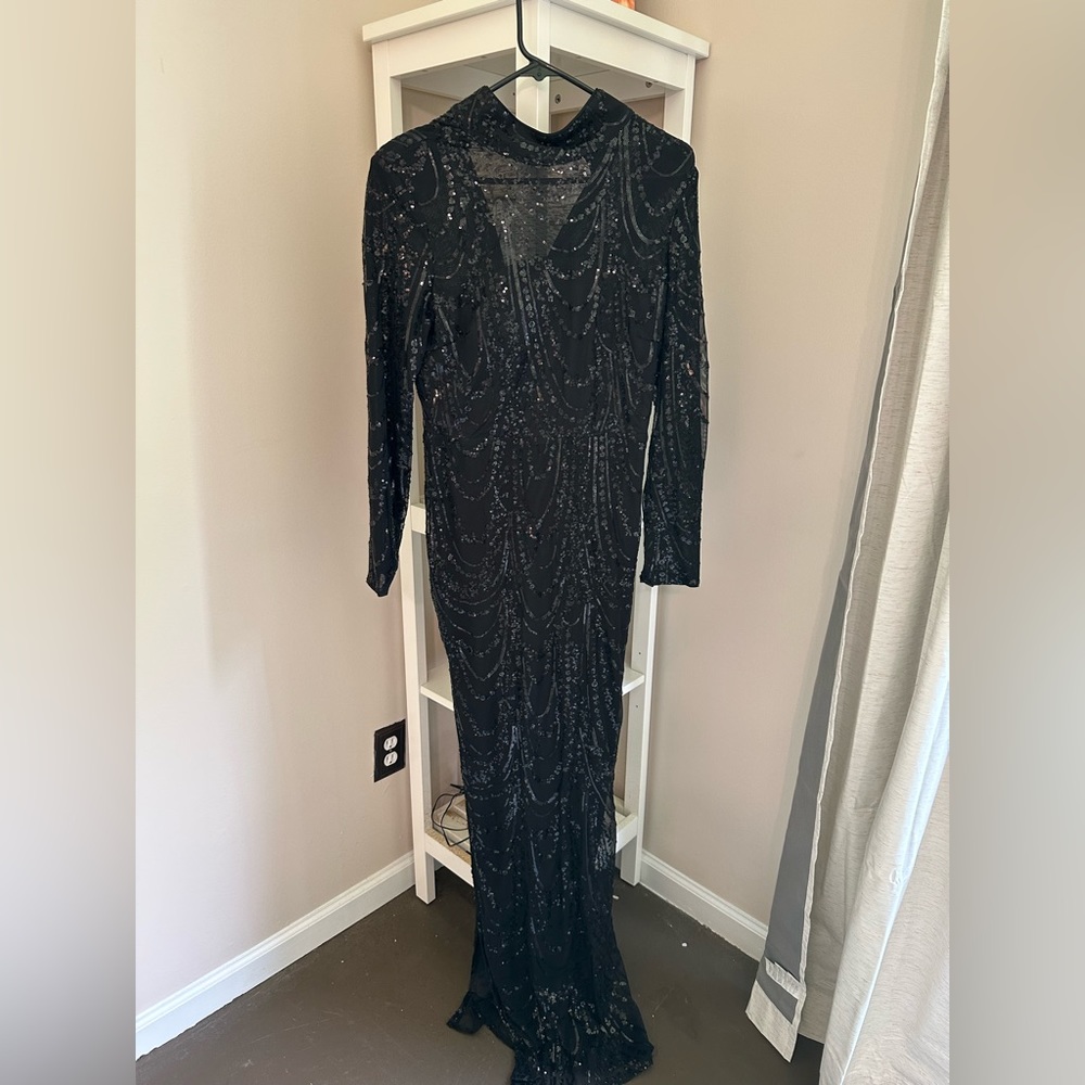 XL polyester/spandex sequins black dress